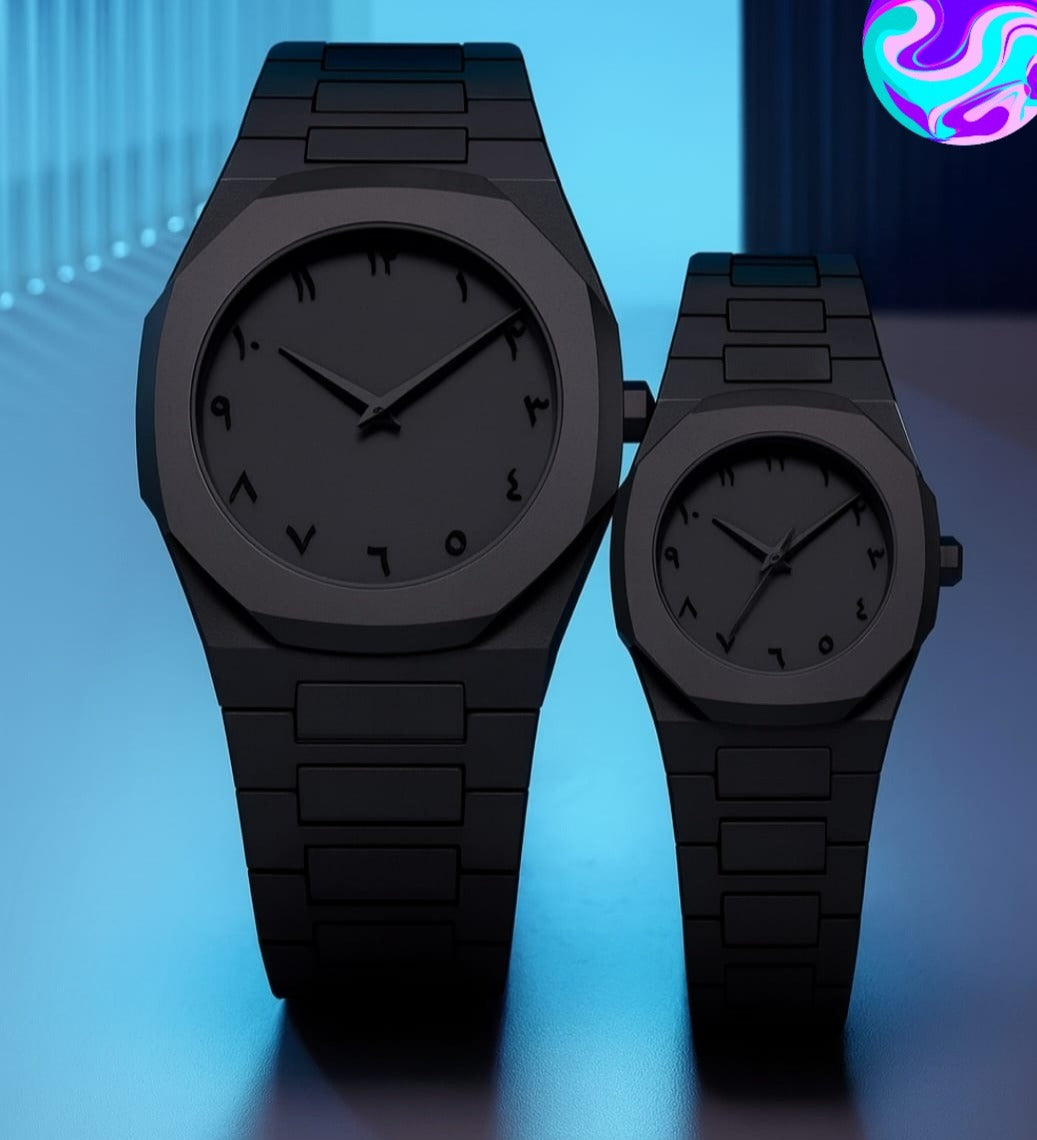 Black Aura Couple Watch – Elegant Matching Timepieces, Stylish Fashion Accessories for Men and Women