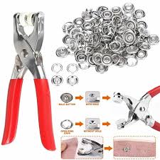 Hand Press Button Plier – Heavy Duty Metal Body with 50 Snap Buttons | Manual Fastener Tool for Tailoring, DIY Crafts, Bags, Clothes & Leather Work