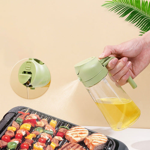 2 In 1 Oil Sprayer Bottle Kitchen Tool For Cooking Baking BBQ Easy Spray And Convenient Use - 400ML