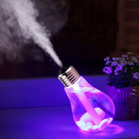 USB Air Humidifier | Bulb Humidifier Lamp Shape | Decorative Lights Diffuser, Purifier Atomizer With Colorful LED Night Light for Office Desk, Bedroom, Living Room, Home Decor