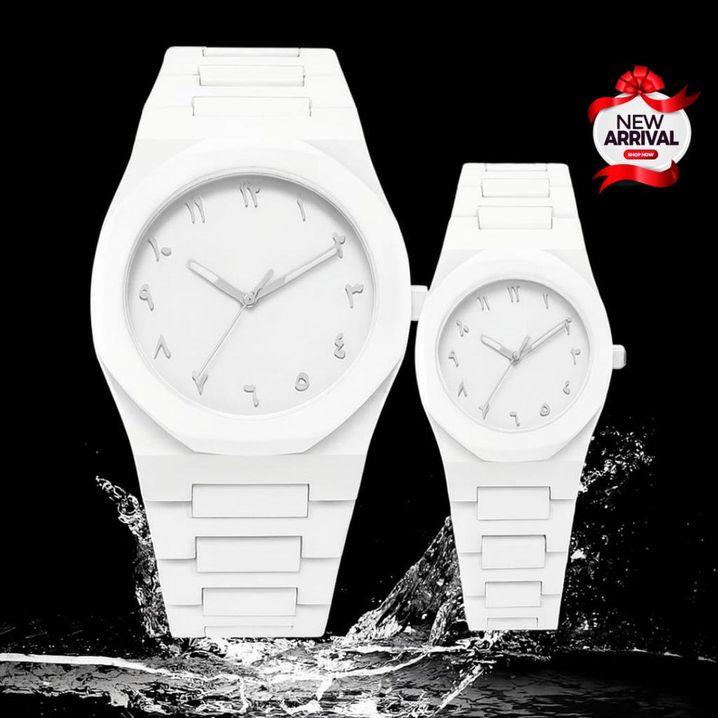 White Aura Couple Watch – Elegant Matching Timepieces, Stylish Fashion Accessories for Men and Women