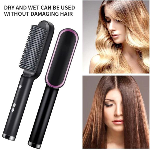 909 Hair Straightening Brush | Electric 2‑in‑1 Straightener & Curler